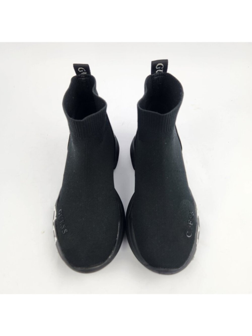 GUESS Black Sock Sneakers Size 5.5 High Top Knit Logo Athletic Running Shoes Wm - Picture 4 of 14